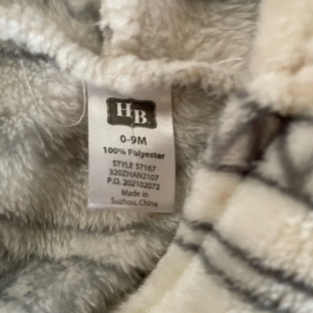 HB Fleece Robe Infant‎ 0 3 6 9 Months 0-9 Cream Gray Boy Girl New